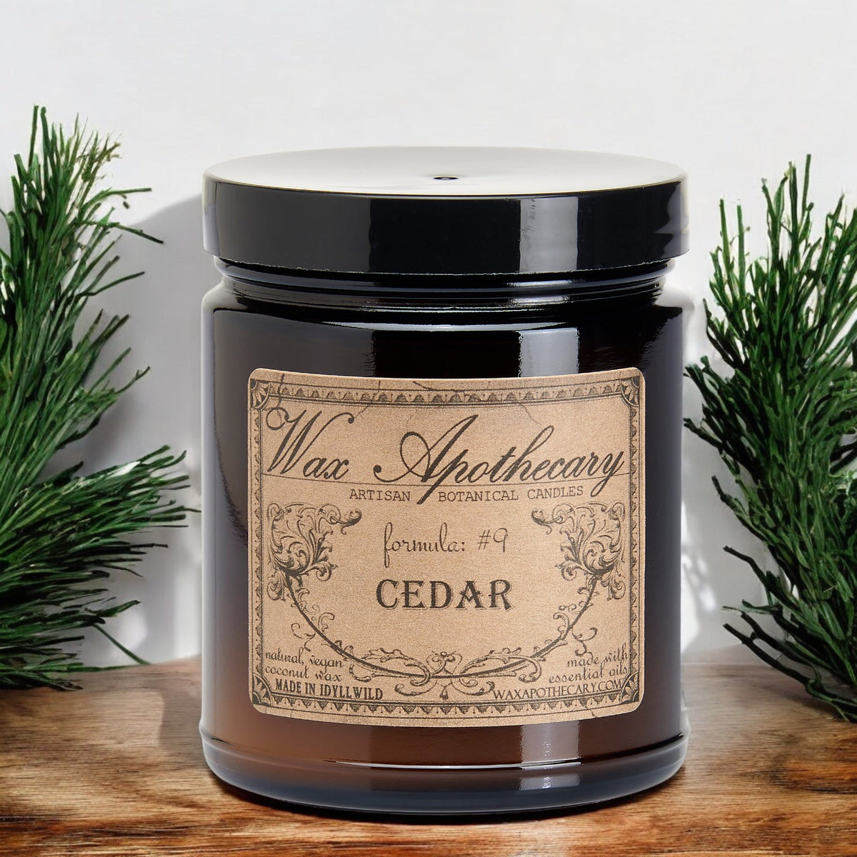 6 oz Botanical Candle in Amber Glass Jar - Cedar