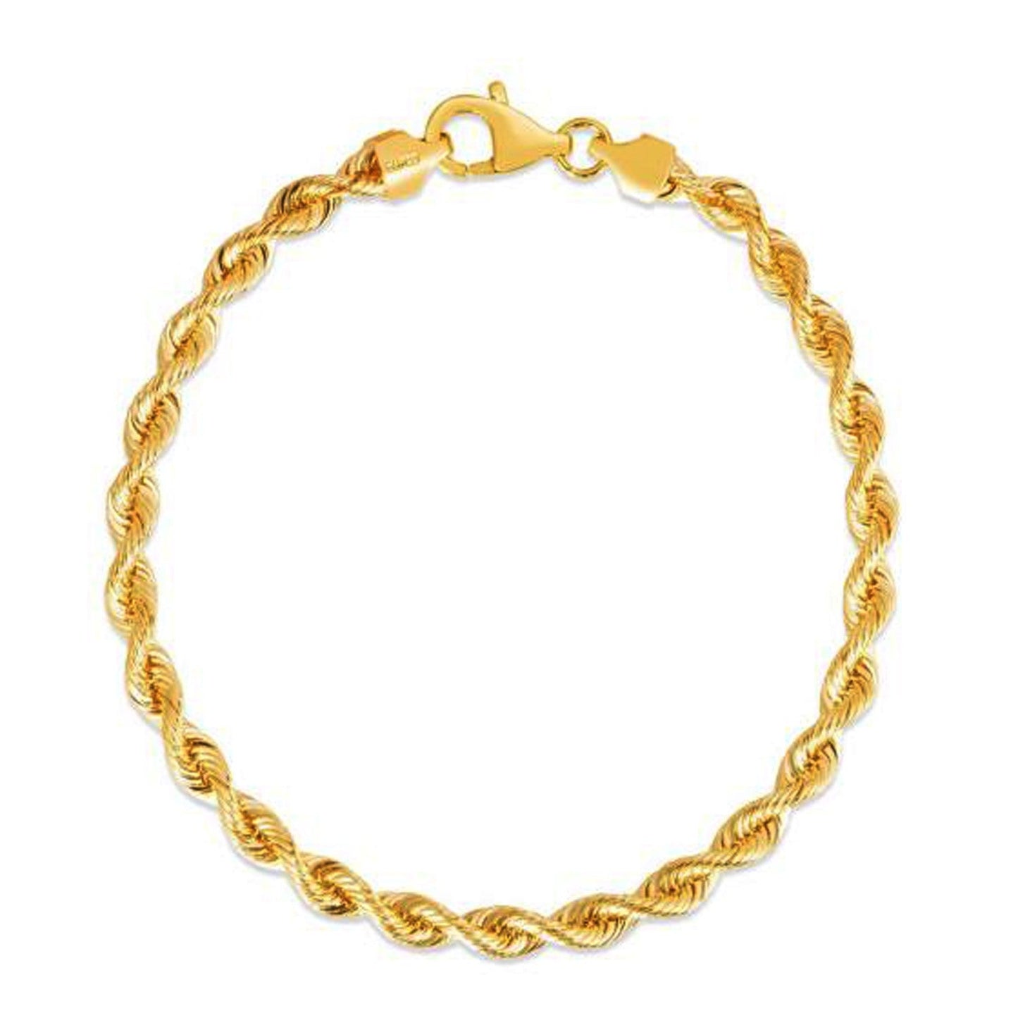 Silk Rope Chain Bracelet in 14k Yellow Gold (4.30 mm)