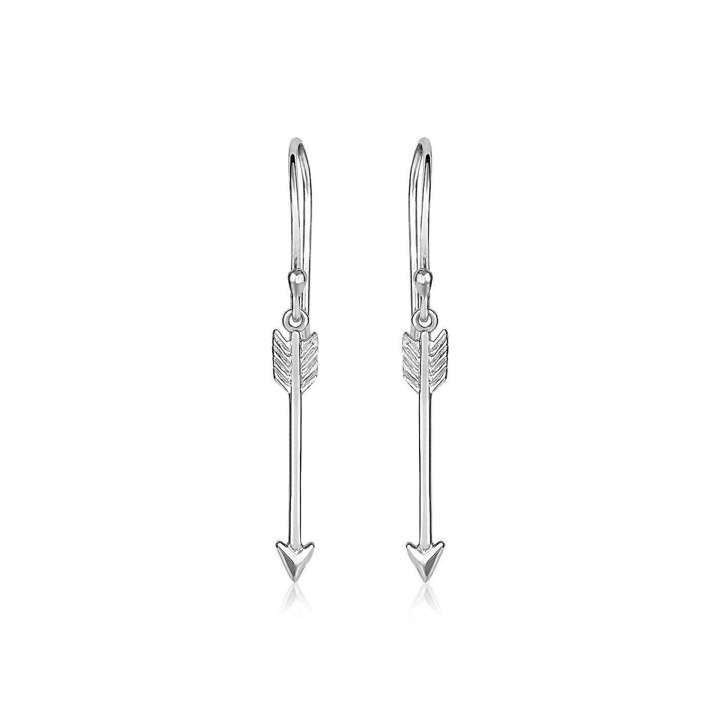 Sterling Silver Polished and Textured Arrow Earrings