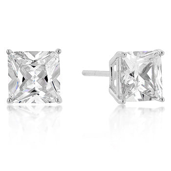 New Sterling Princess Cut Cubic Zirconia Studs