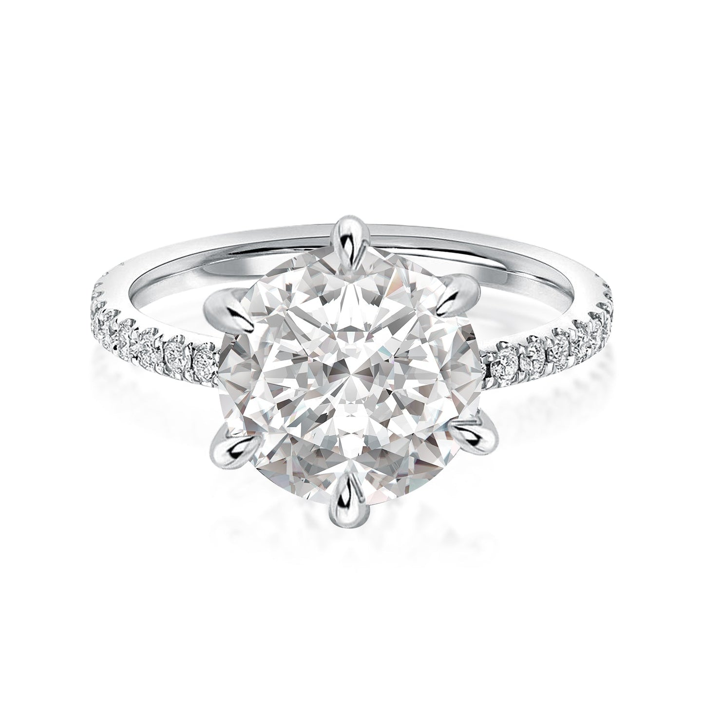 Rodiffy Moissanite 3.0 Ct Round Cut 6 Prong Promise Rings For Women