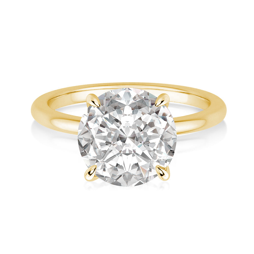 Rodiffy Moissanite 2.0 Ct Round Cut Yellow Gold Promise Ring