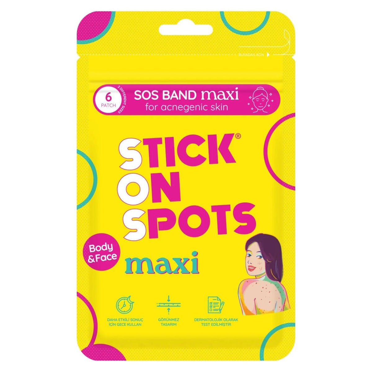 Stick On Spots SOS Band Maxi Face & Body Patches 6 Count