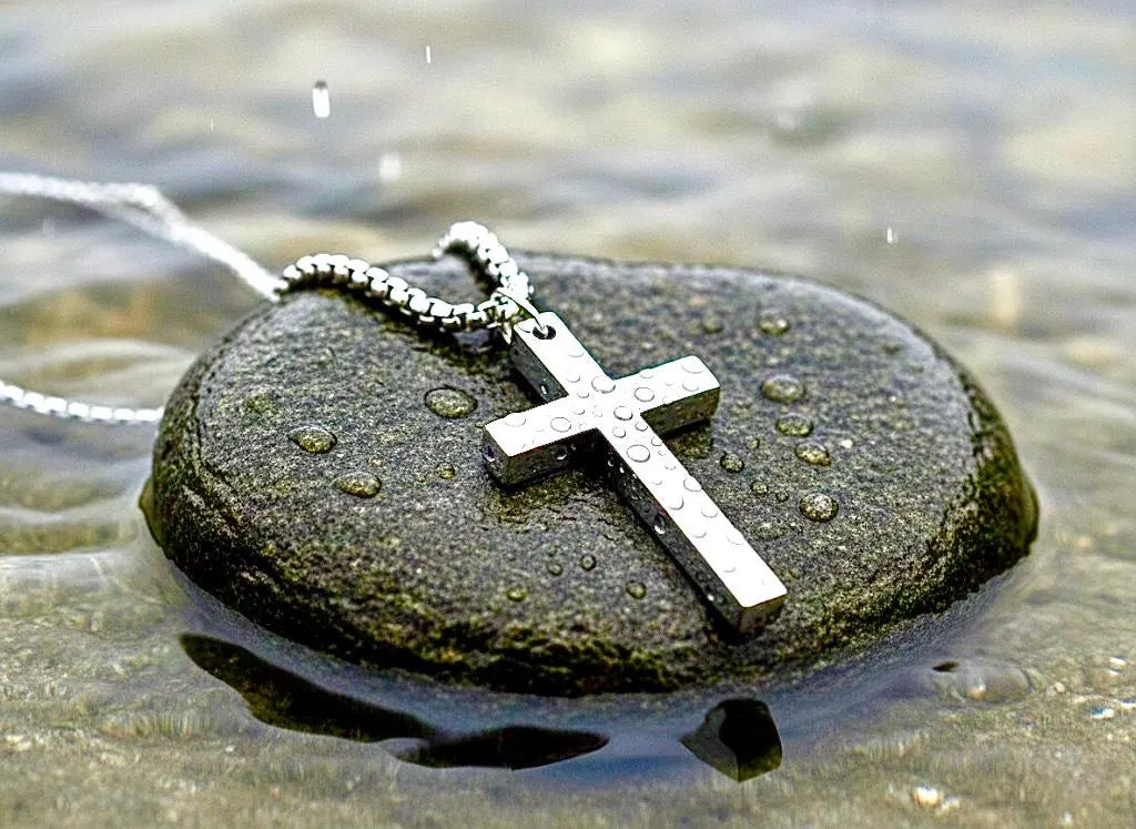 Solid sterling silver cross S925 stamp accent stainless steel necklace for men old world silver necklace cross super box chain for man jesus