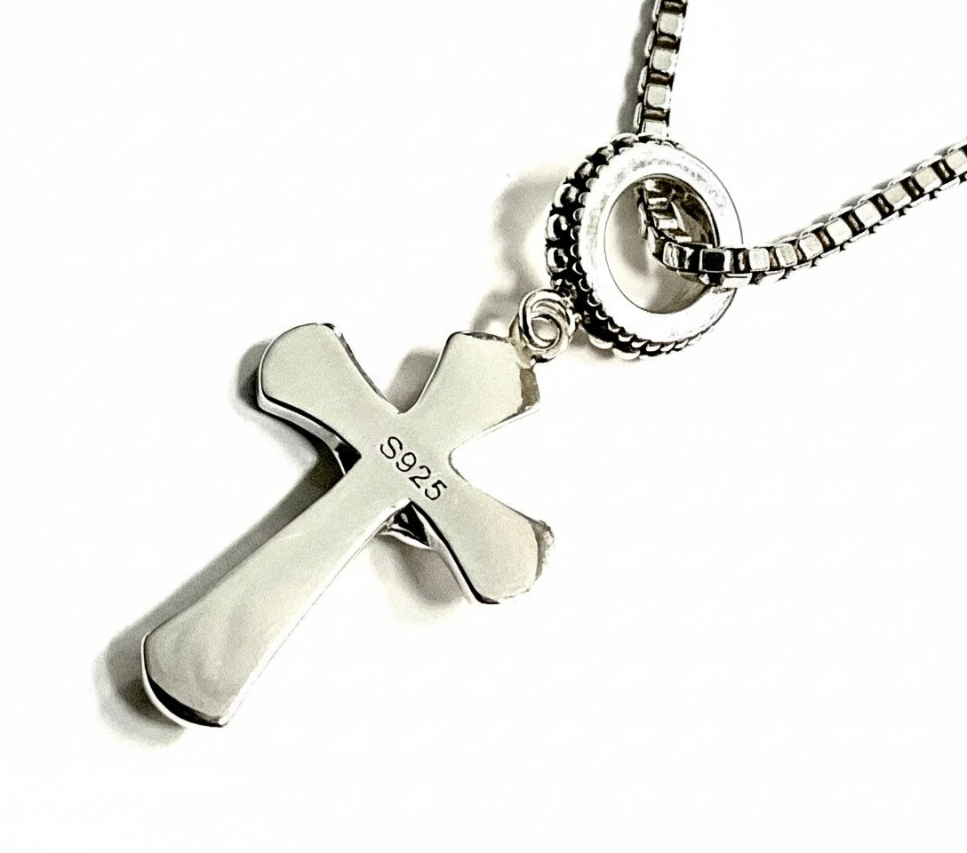 Small Solid Sterling Silver Crucifix Necklace Celtic Cross Viking Vine Crucifix for Women Old World Catholic Silver S925 Cross Chain Jesus