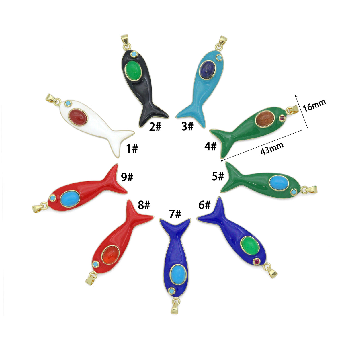 Colorful Enamel Fish Pedant For Necklace Bracelet Jewelry Making Supply, Fish Charm, Sku#LK1281
