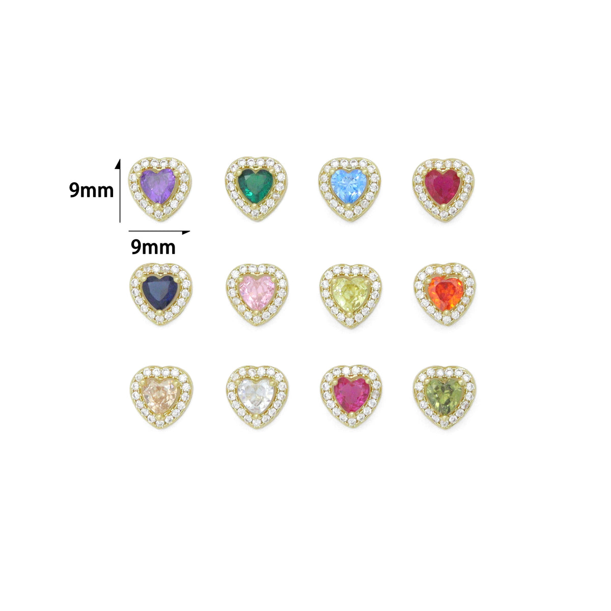 CZ Gold Heart Shaple Birthstone Pendant charm, Sku#LX919