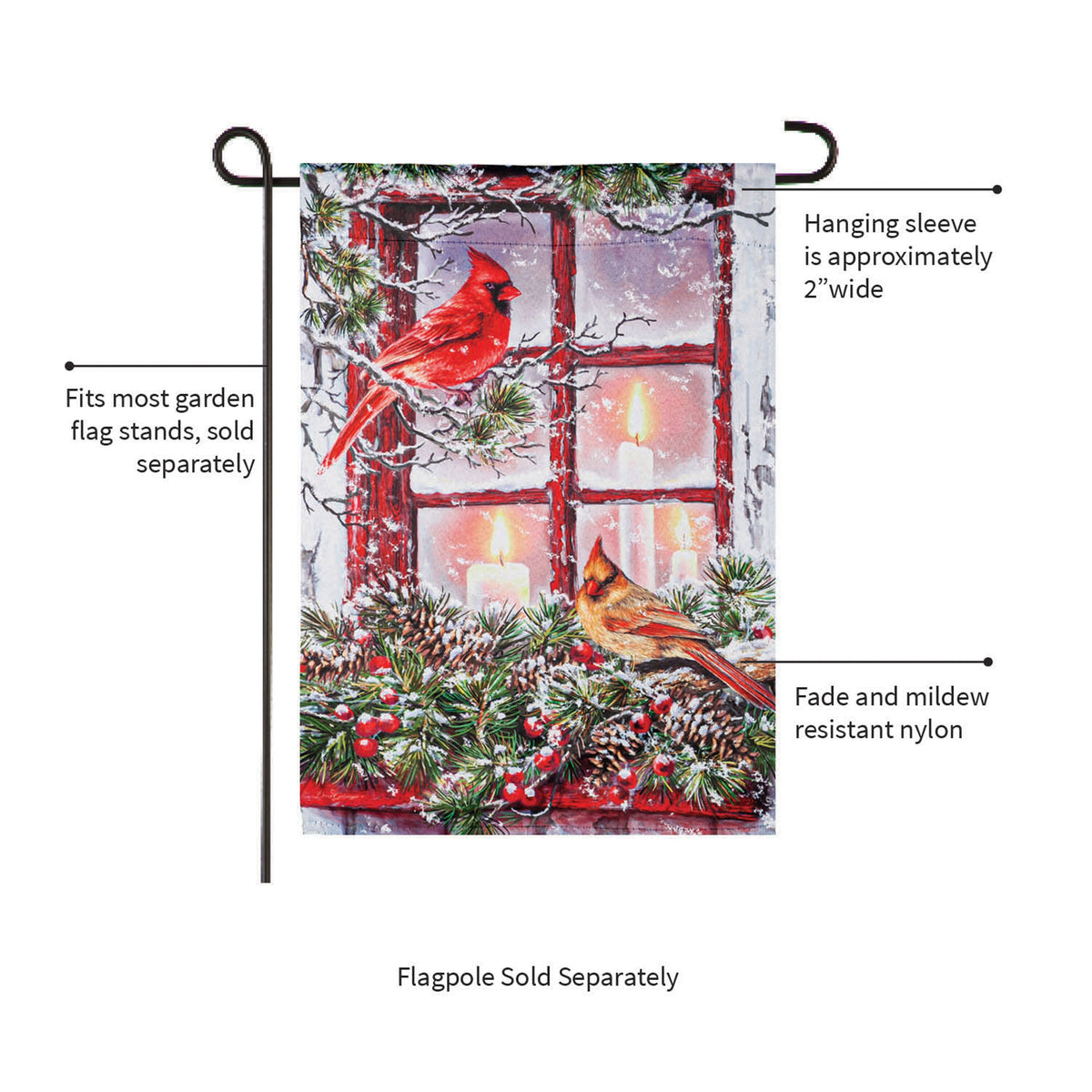 Cardinals in the Window Garden Suede Flag