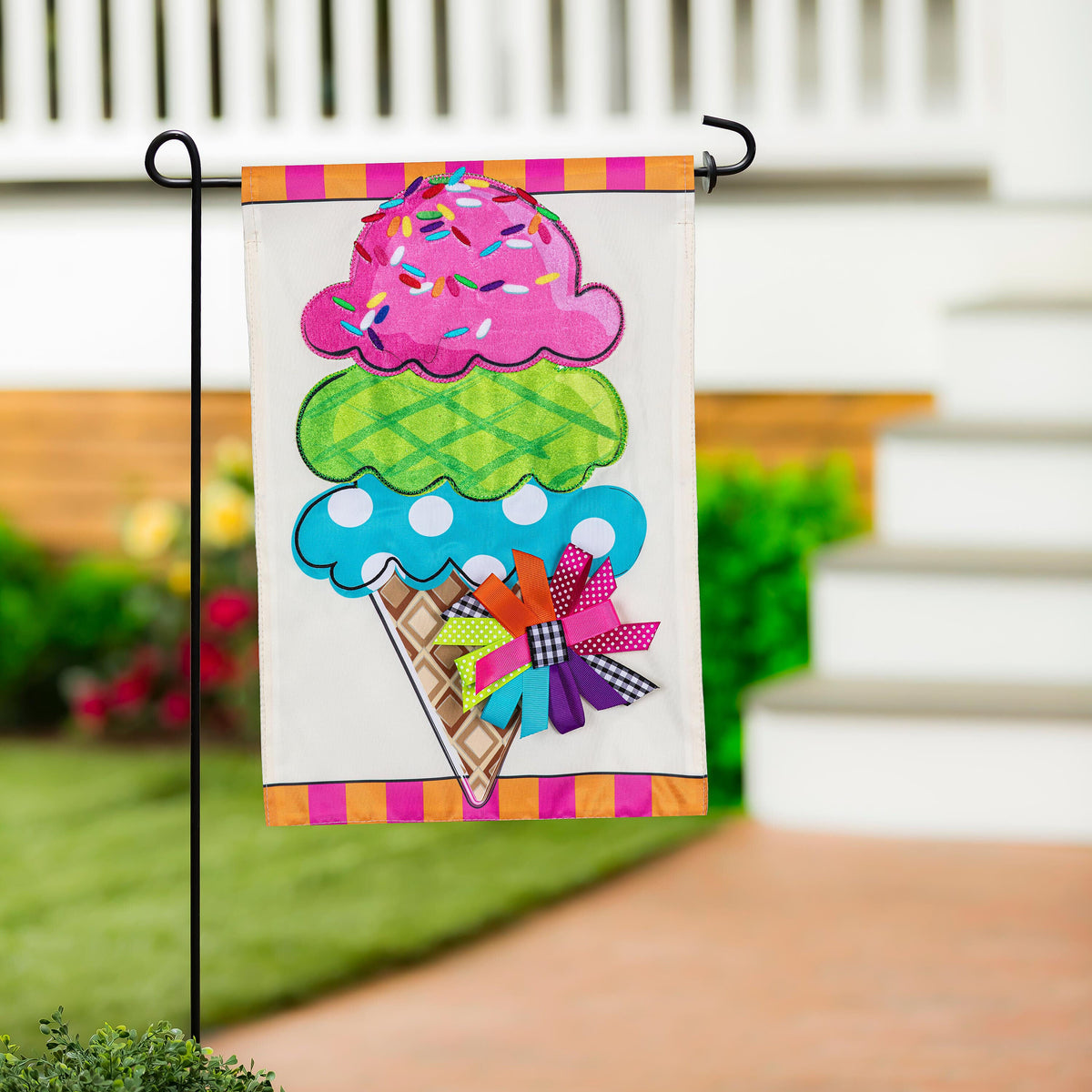 Sweet Summer Ice Cream Applique Garden Flag