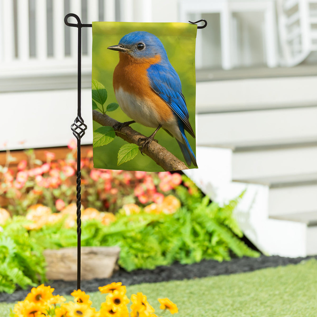 Eastern Blue Bird Suede Garden Flag