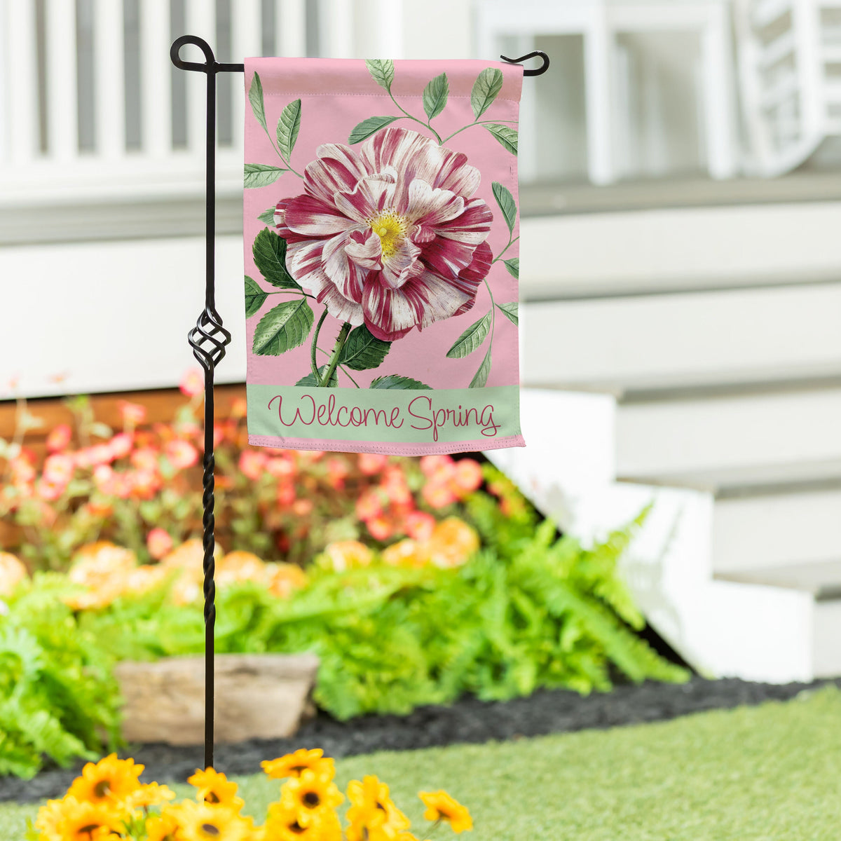 Radiant Pink Flower Suede Garden Flag