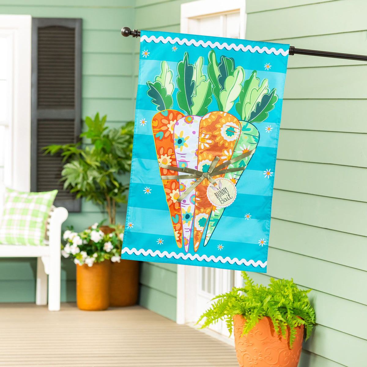 Bunny Bait Bunch Applique House Flag