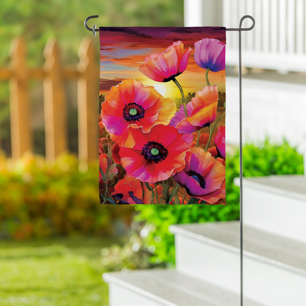 Poppy Sunset Suede Garden Flag