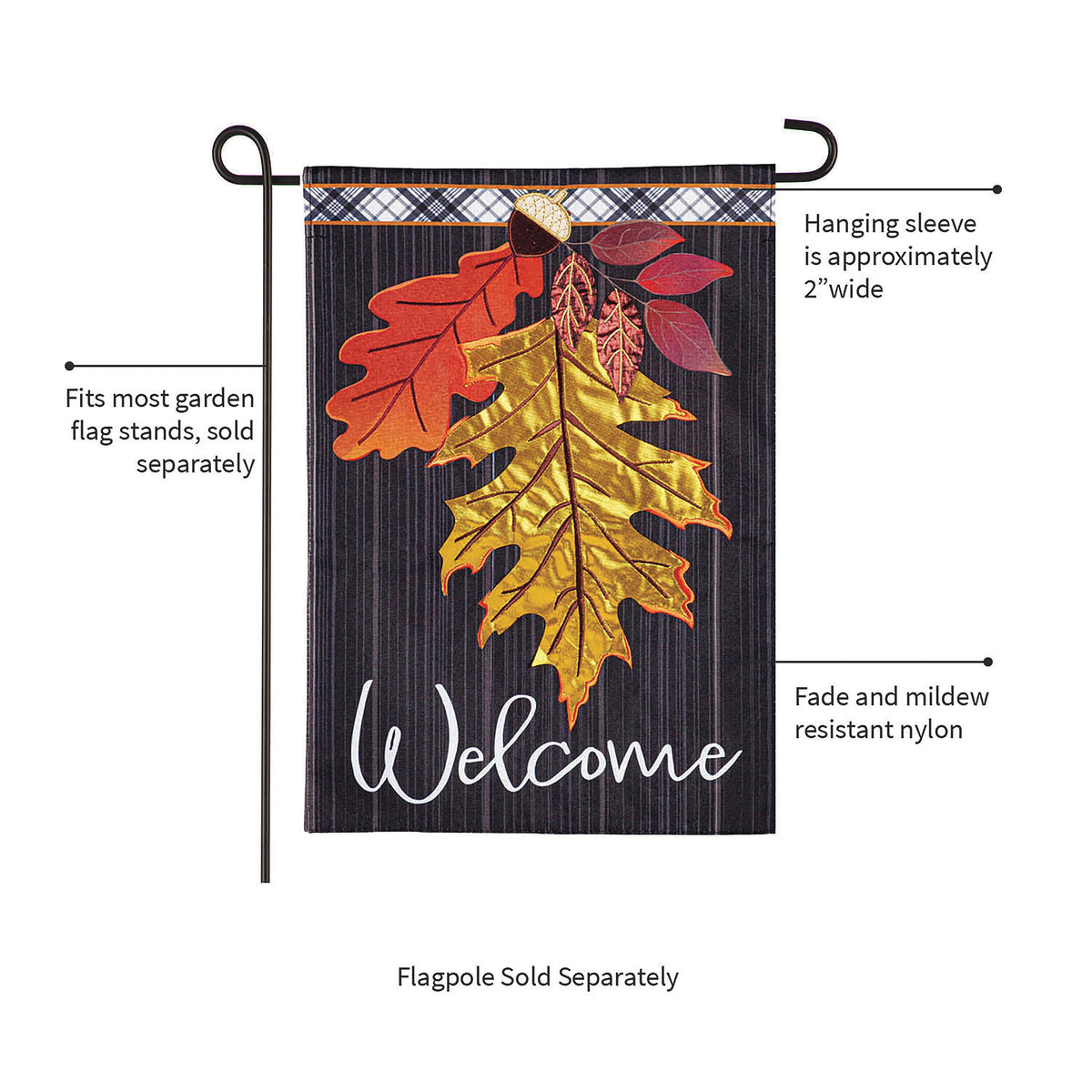 Welcome Autumn Leaves Garden Linen Flag