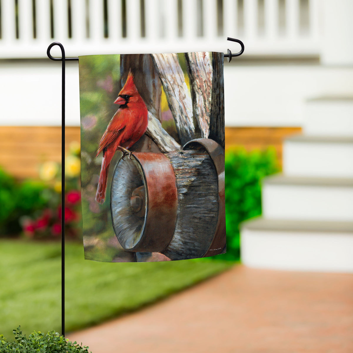 Wagon Wheel Suede Garden Flag