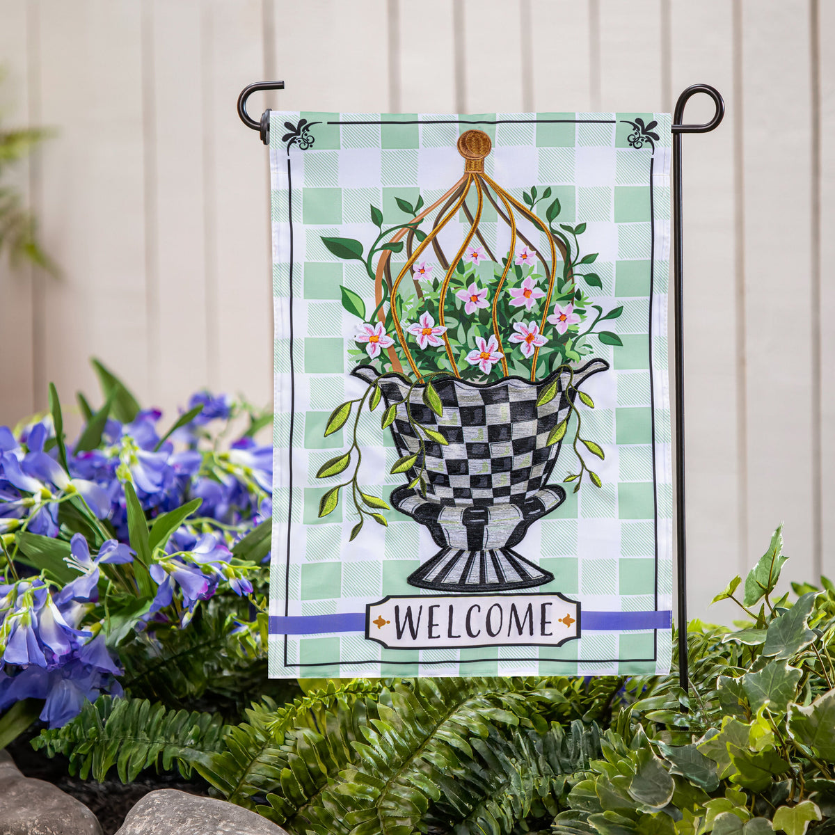 Spring Topiary Applique Garden Flag