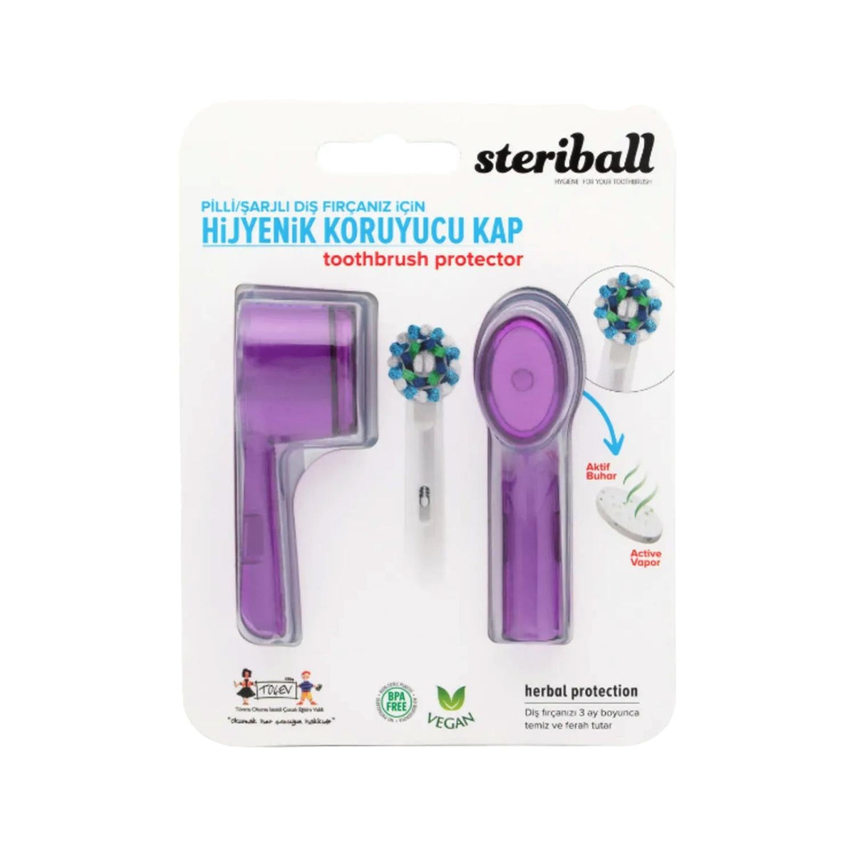 Steriball Hygienic Toothbrush Holder Purple 2-Pack - Electric Toothbrush Container for Steriball Brushes