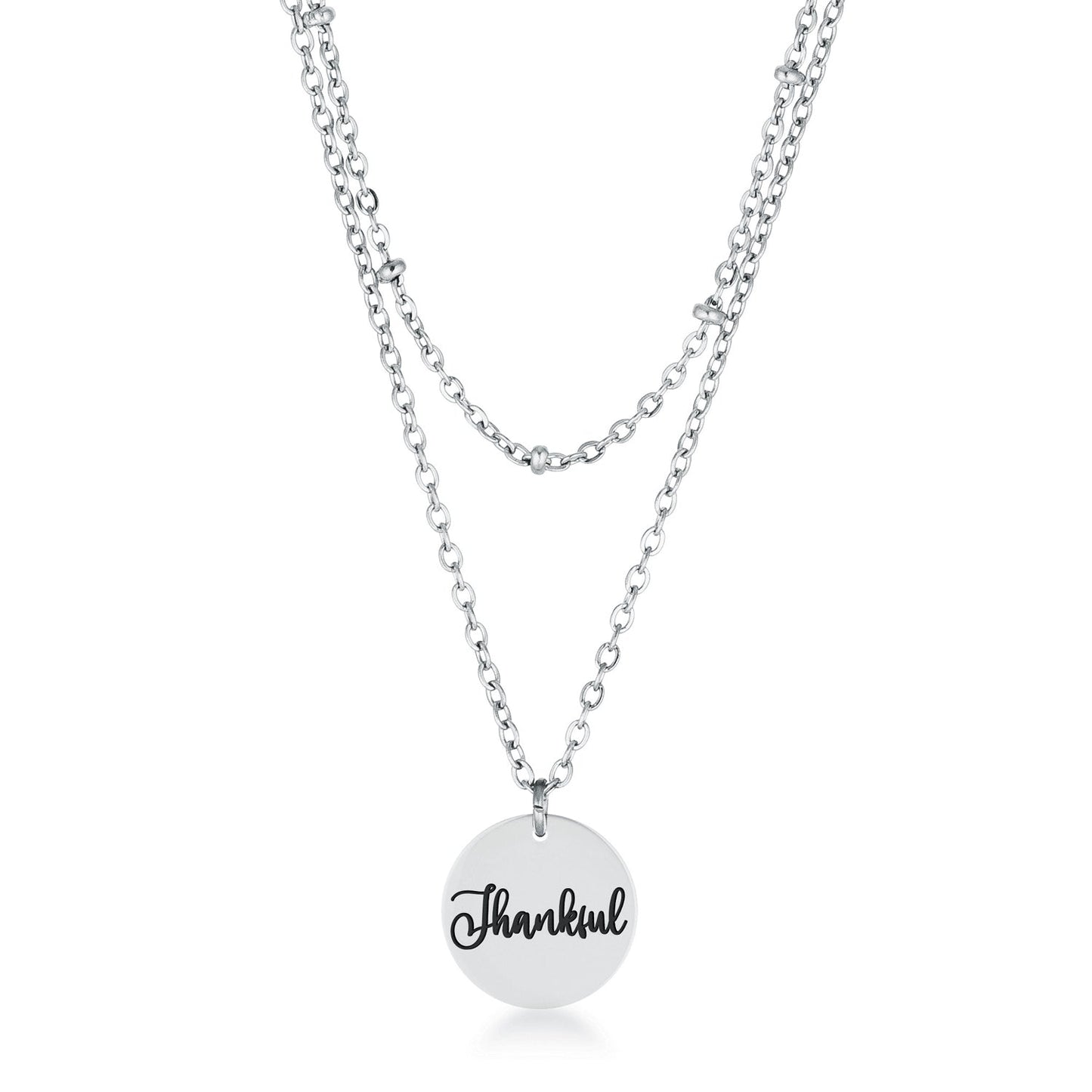 Avera Delicate Silver Plated Necklace Thankful Pendant