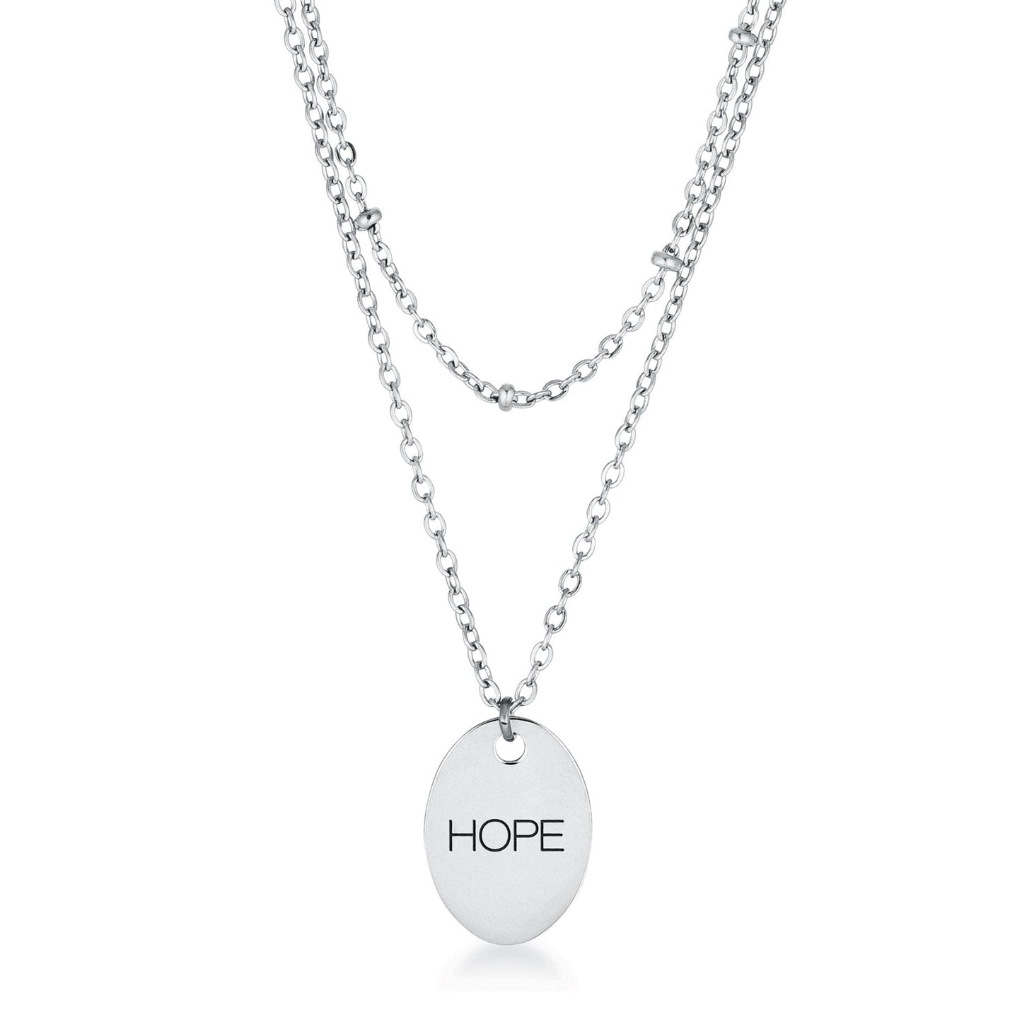Avera Double Chain Hope Necklace In Polished Silver