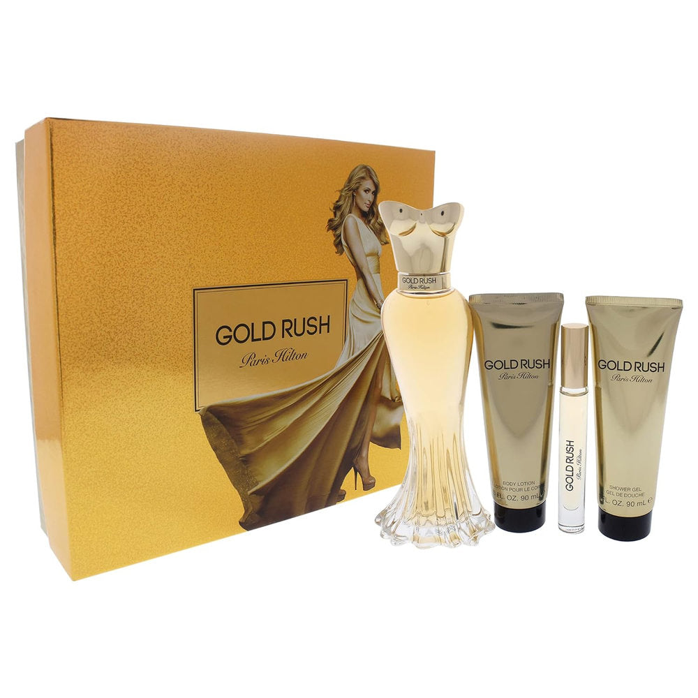 Gift/Set Paris Hilton Gold Rush By Paris Hilton 4 Pcs. 3.4 Fl Perfume By Paris Hilton For Men