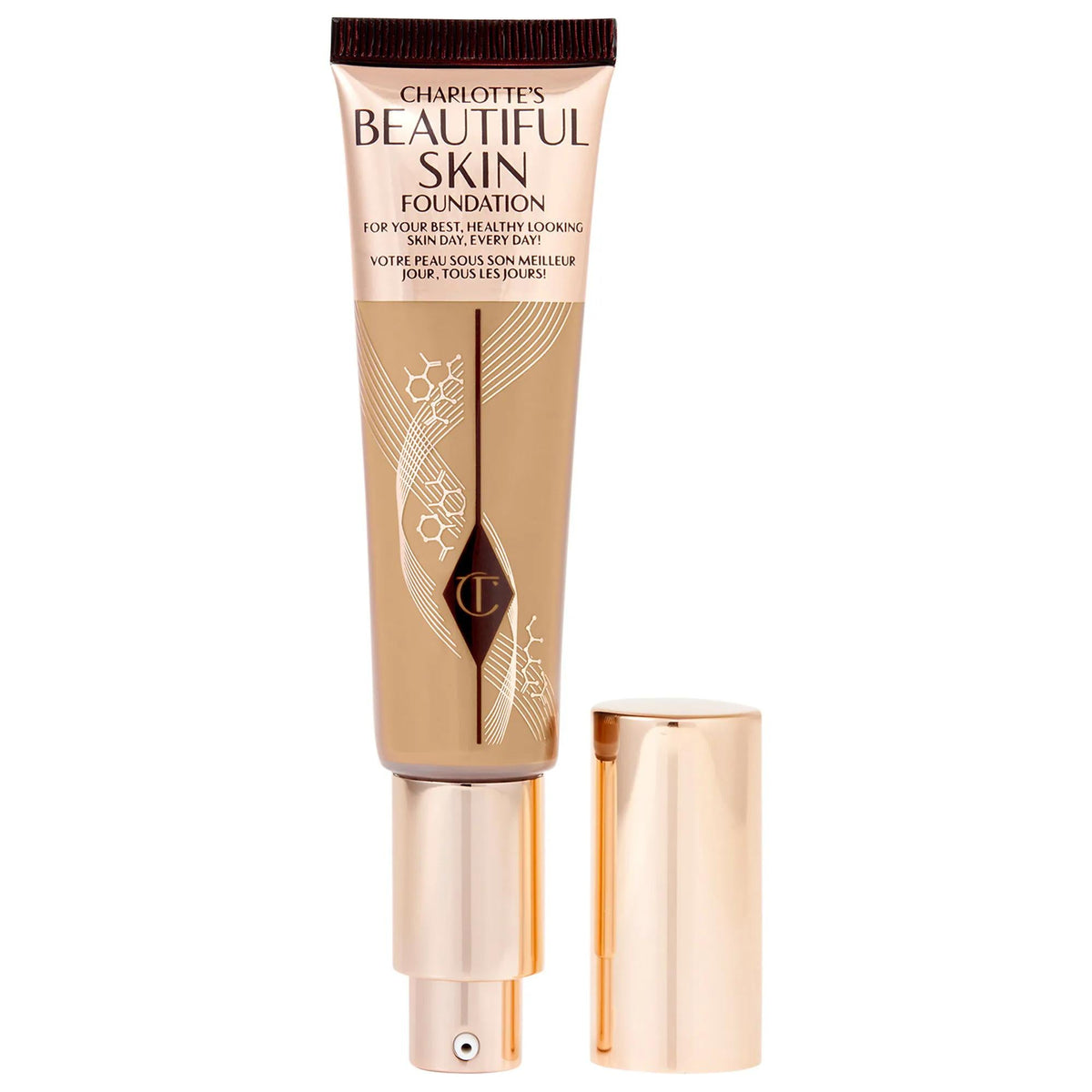 Charlotte Tilbury Beautiful Skin Medium Coverage Liquid Foundation - Hyaluronic Acid, 16-Hour Wear, Vegan & Cruelty-Free