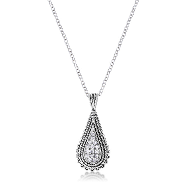 Avera .37 Ct Tear Drop Pendant Necklace with Cubic Zirconia