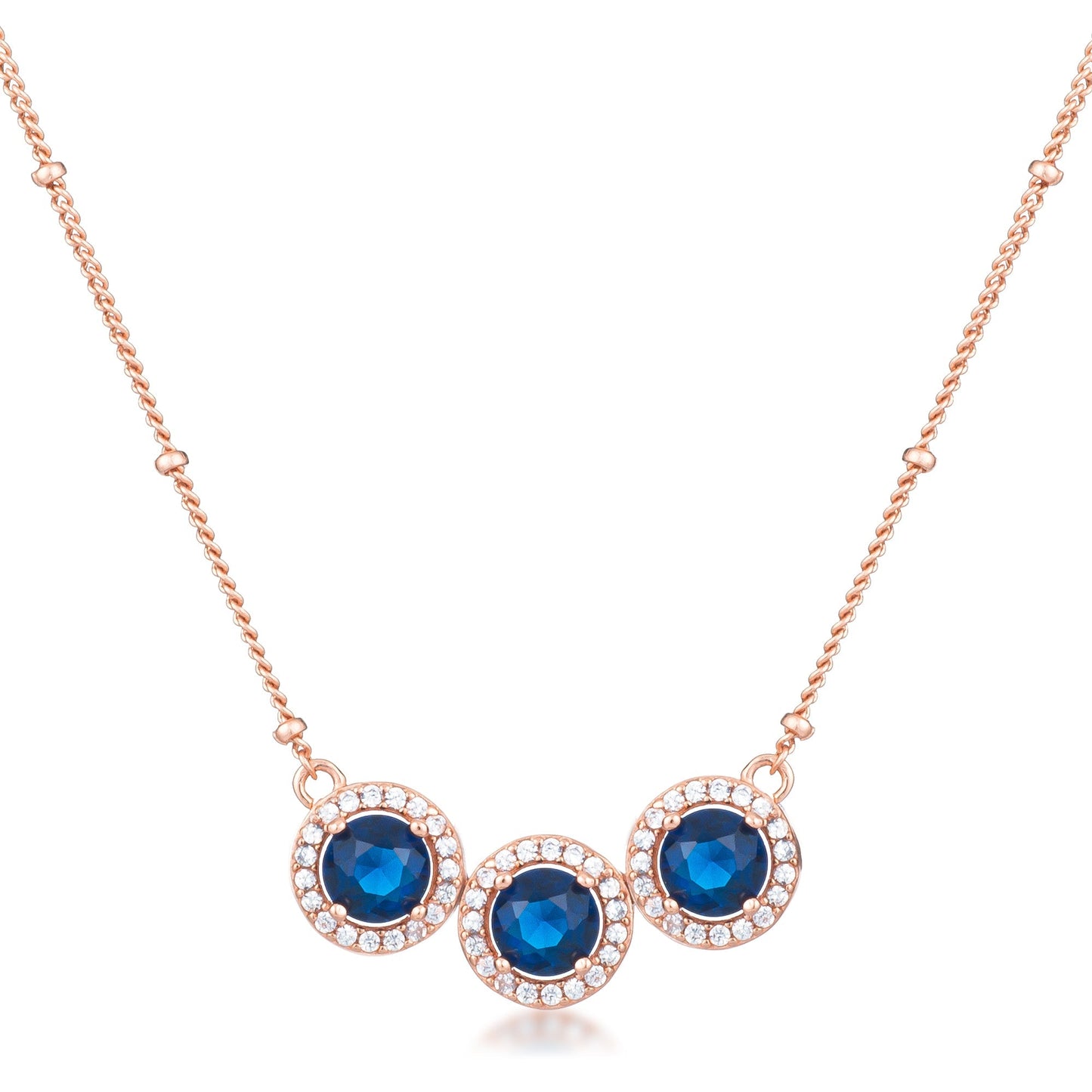 Avera 3.1Ct Plated Tri-Halo Cubic Zirconia Pendant Necklace