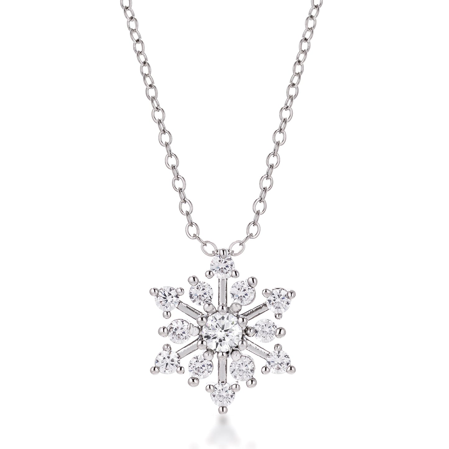 Avera Contemporary Cz Snowflake Necklace In Gold Tone