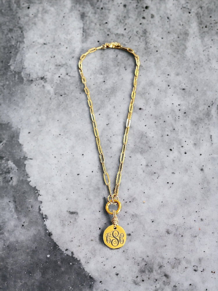 Large Round Monogram Necklace