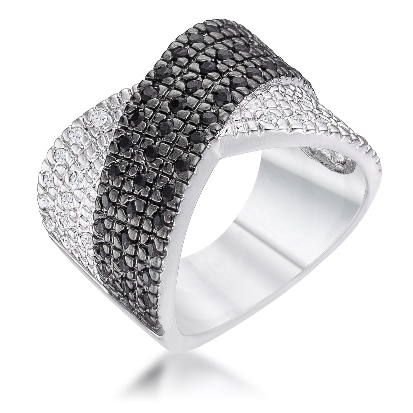 Avera Cross Pattern Cocktail Ring in Grey Statement Jewelry