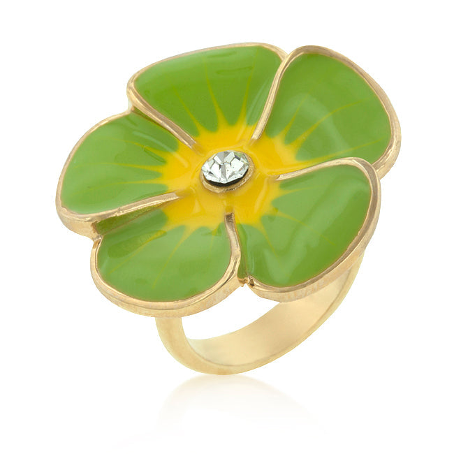 Avera Bezel Set Round Cut Bridal Ring Set in Gold Tone