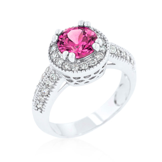 Avera Crystal Floral Filigree Band Ring In Silver Tone