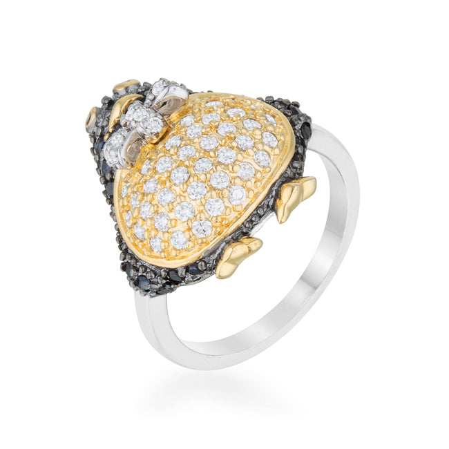 Avera Jet Cubic Zirconia Penguin Ring in Multi-Tone Finish