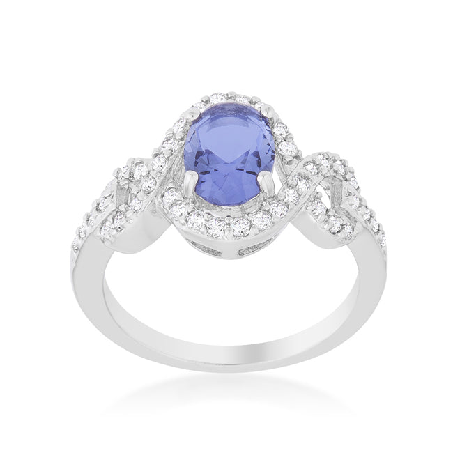 Avera Tanzanite Halo Pave Cocktail Ring in Light/Pastel Purple