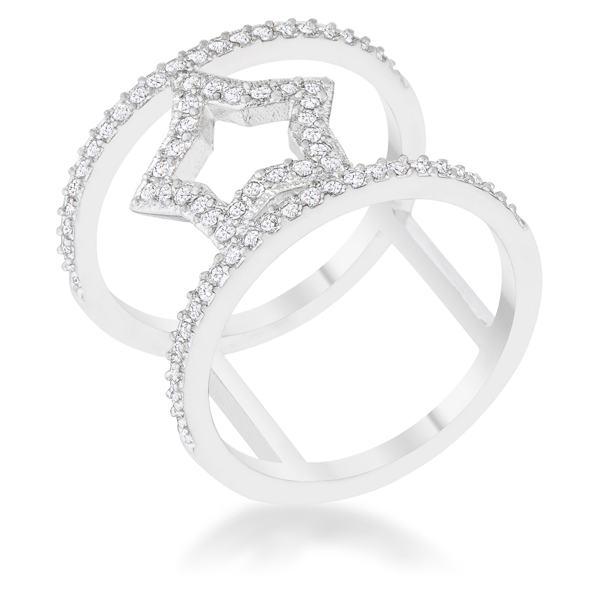 Avera Nailey 0.75ct CZ Star Contemporary Ring in Sterling Silver