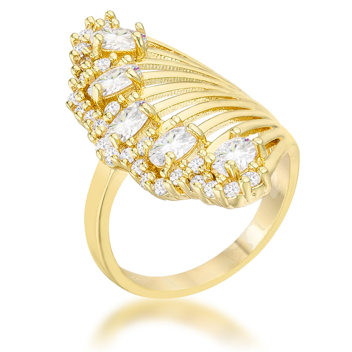Avera Natalie 2.15ct Cubic Zirconia 14k Gold Contemporary Cocktail Ring