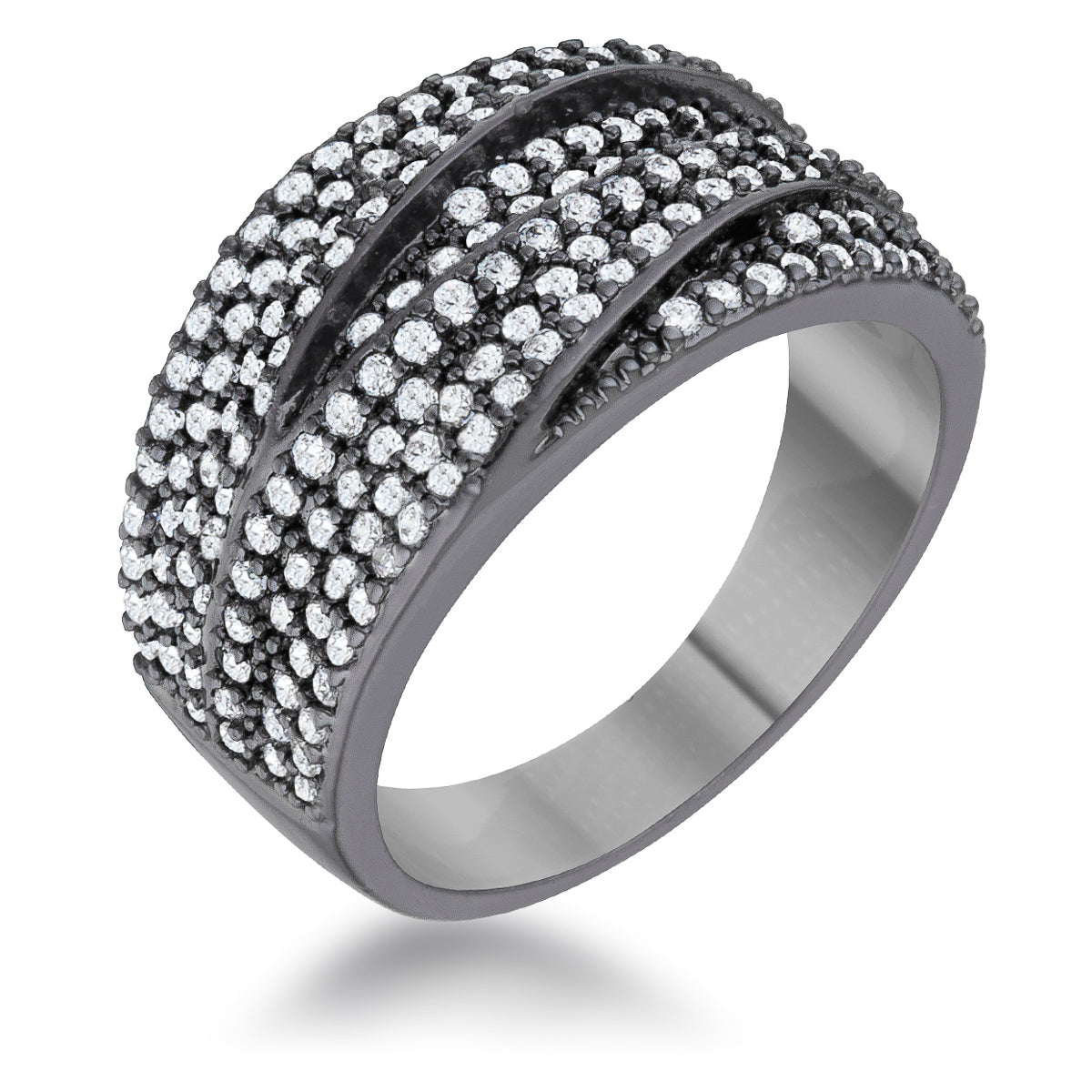Avera Kina 1.7ct Cubic Zirconia Hematite Contemporary Cocktail Ring