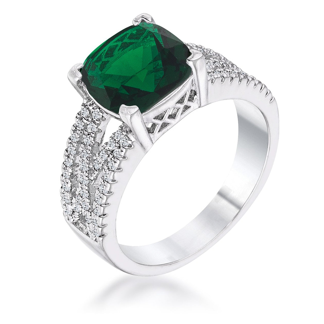 Avera 3Ct Elegant Plated Criss-Cross Cubic Zirconia Engagement Ring