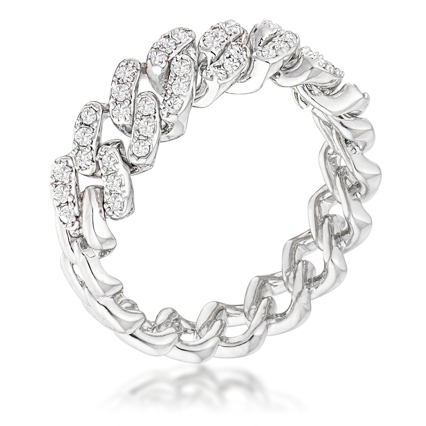 Avera Cz Round Cut Flexible Chain Ring In Pink