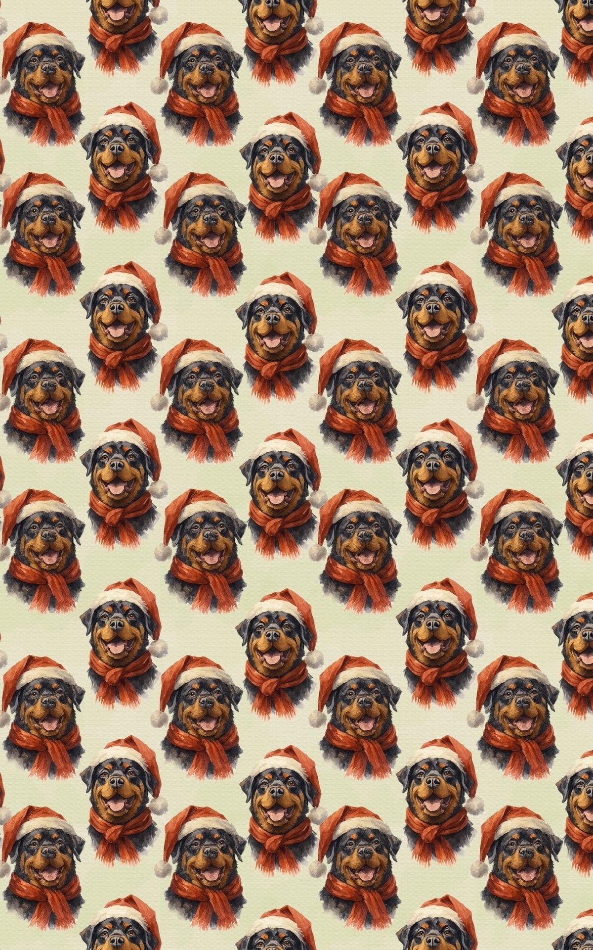 Rottweiler in Red Wrapping Paper