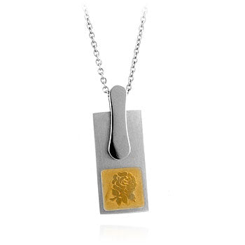 Avera Stainless Steel Floral Silhouette Pendant Necklace
