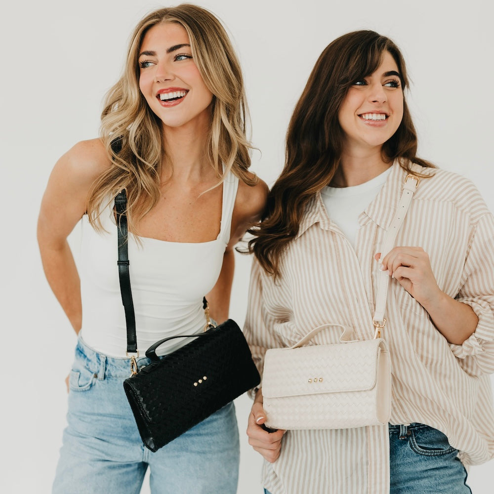 Urban Foldover Woven Vegan Leather Convertible Clutch