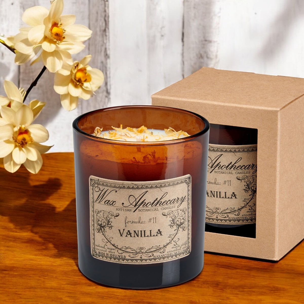 9 oz Vanilla Artisan Amber Glass Candle