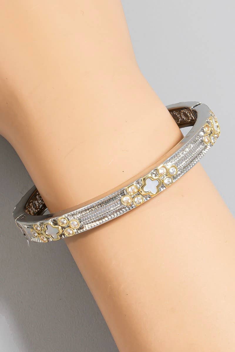 Le bracelet jonc articulé The Looks by Fame en plaqué or bicolore et ornementé