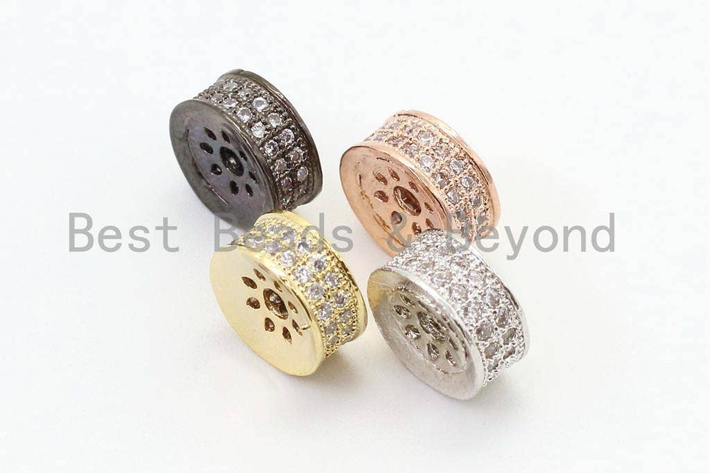 CZ Micro Pave Spacer Beads, Pave wheel spacer beads, Pave findings, Spacer beads, 4x8mm, SKU#G44