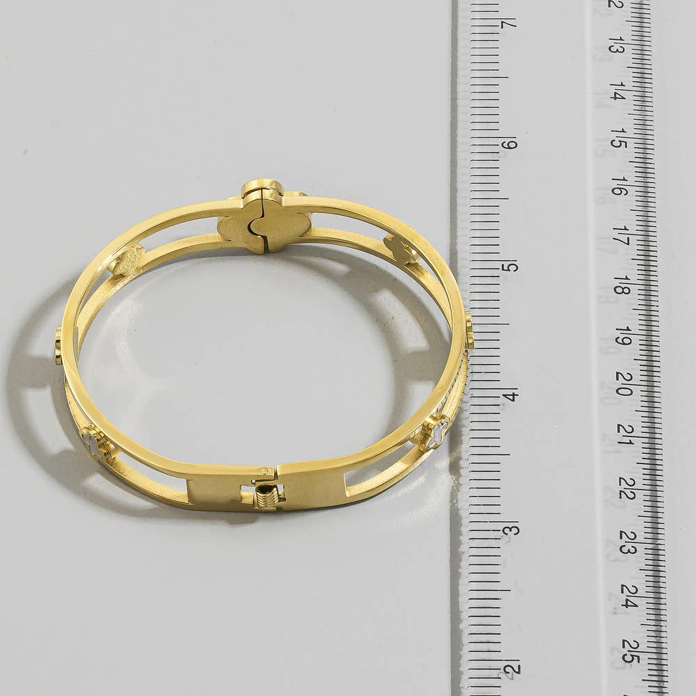 Bracelet jonc à charnière Anarchy Street Onyx et Mop Clover Station
