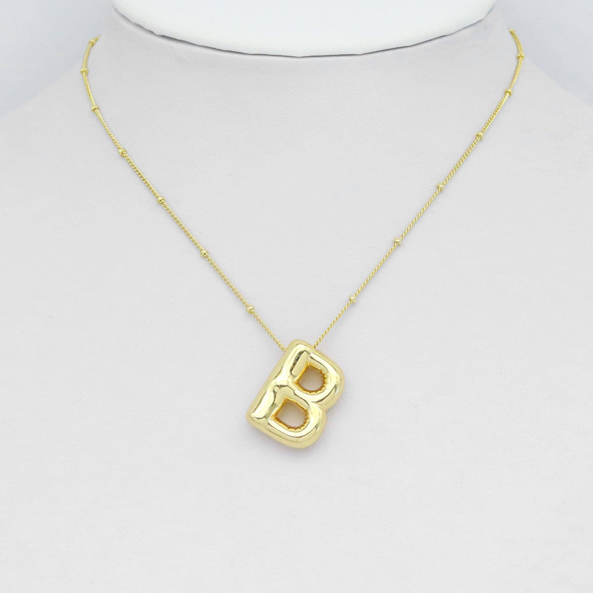 Gold Silver Bubble Initial Letter Charm, Sku#LX563