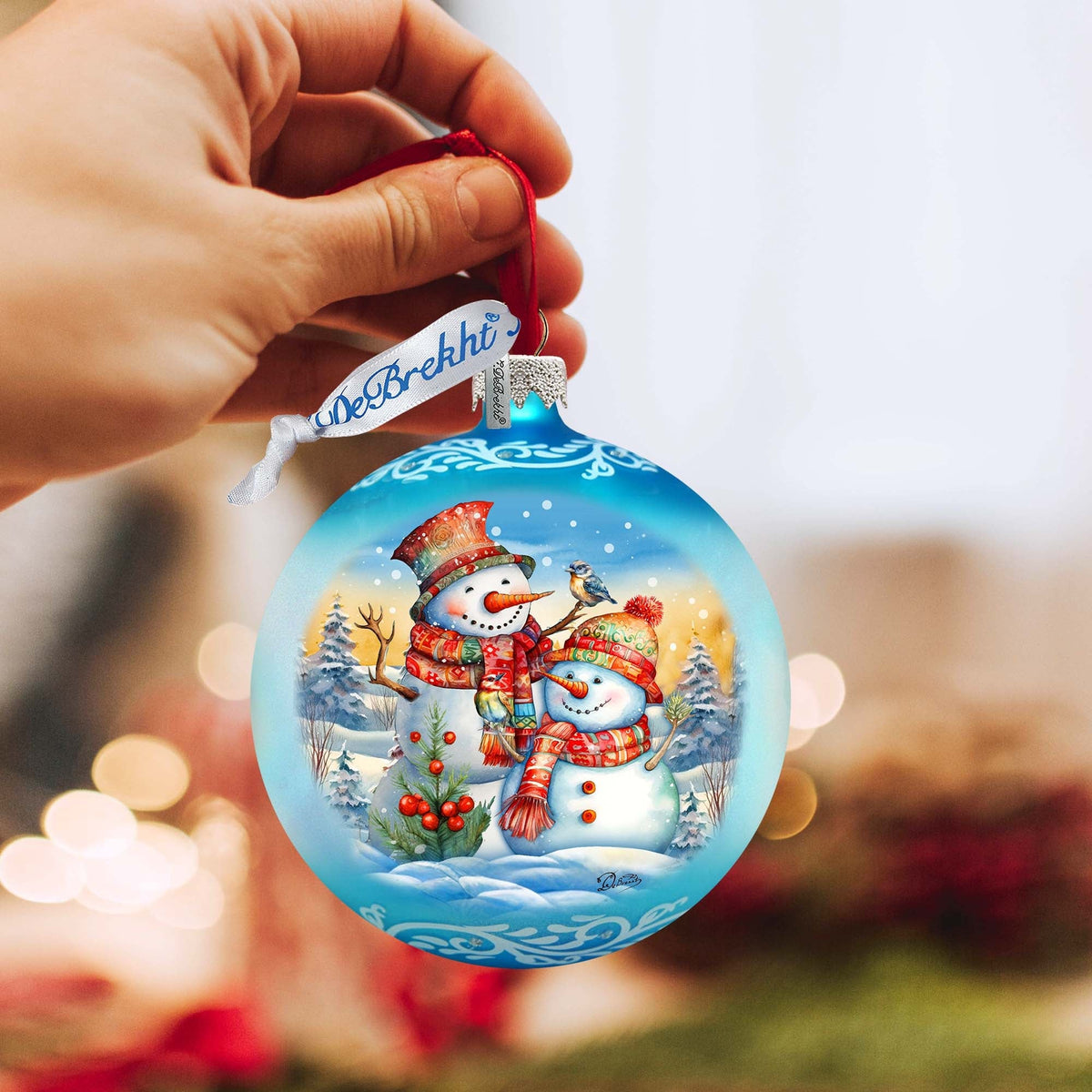 Winter Friends Ball Glass Ornament by G. Debrekht - Christmas Santa Snowman Decor - 73373