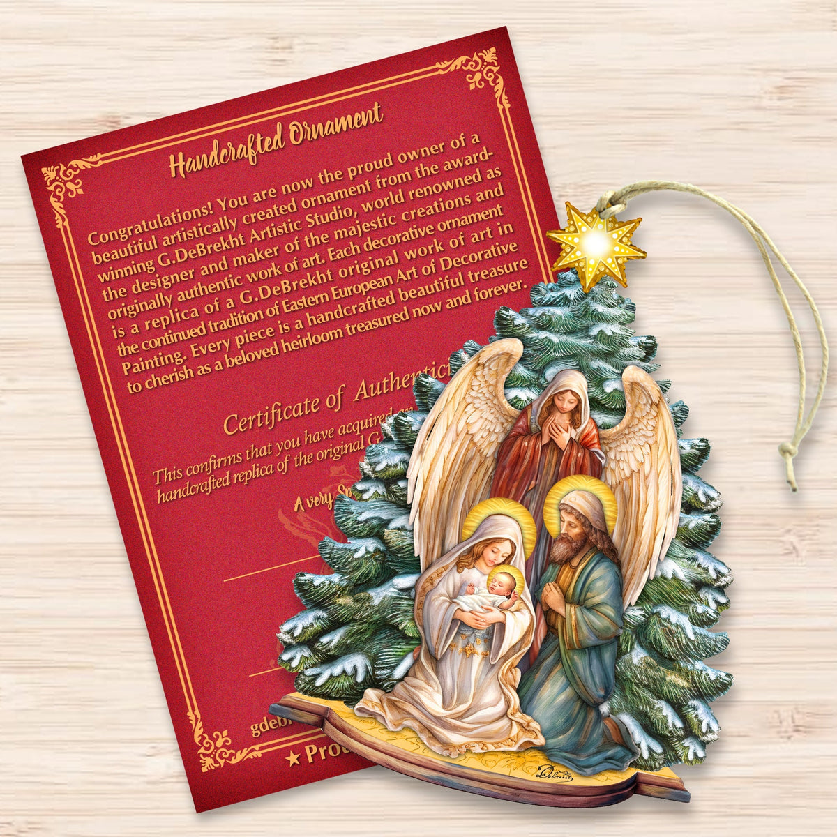 Holy Family Nativity Wooden Ornaments by G. DeBrekht Nativity Holiday Decor - 8611042