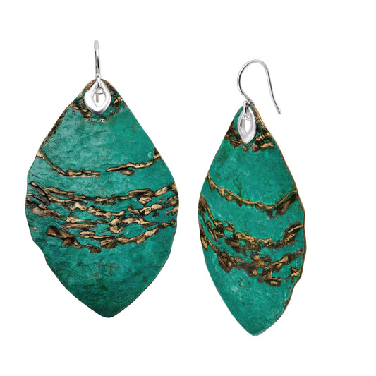 Silpada Emerald Pools Sterling Silver Earrings, Green Patina & Silver